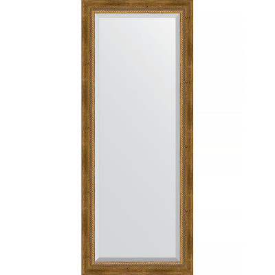 Зеркало настенное Evoform Exclusive 143х58 BY 3536 с фацетом в багетной раме Состаренная бронза с плетением 70 мм