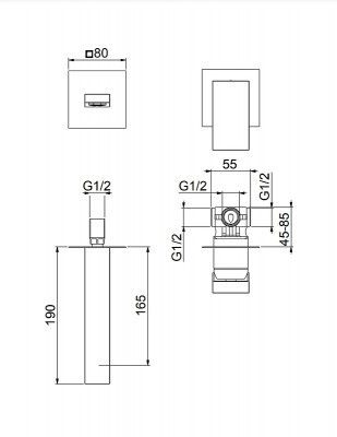 Смеситель для раковины Fiore Kube 100CR7597 хром встраиваемый