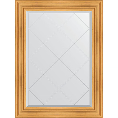 Зеркало настенное Evoform ExclusiveG 106х79 BY 4202 с гравировкой в багетной раме Травленое золото 99 мм