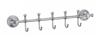 Планка с крючками для ванной (5 крючков) S-005875A Savol латунь хром