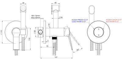 Гигиенический душ со смесителем Remer Slash SL65WDO, золото глянцевое