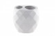 Стакан для зубной пасты и щётки Primanova белый рельефный, MISILINE, 11х11.5х4.5 см керамика D-19142  (D-19142)