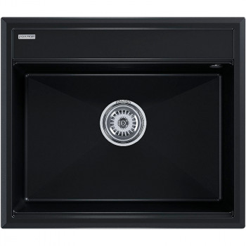 Кухонная мойка кварц Paulmark Stepia-590 PM115951-BLM черный прямоугольная 1 чаша без крыла
