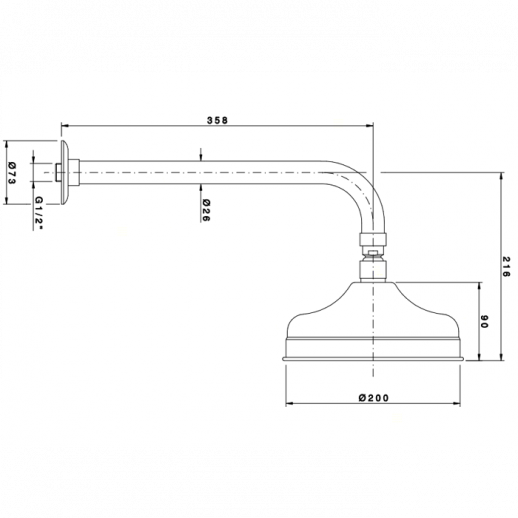 Nicolazzi Classic shower 5702 CR 20 верхний душ (Ø 20 см) с кронштейном, хром