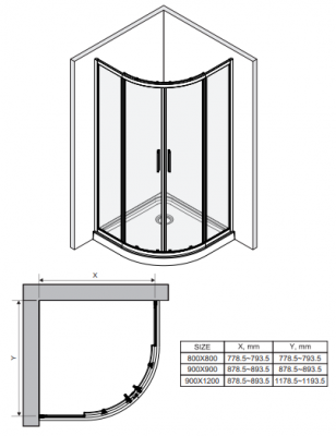 WasserKRAFT Lippe 45S00 душевой уголок 80х80 см, сектор, с раздвижными дверьми