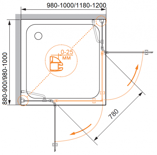 Душевой уголок CEZARES VERONA-W-AH-2-120/90-C-Cr