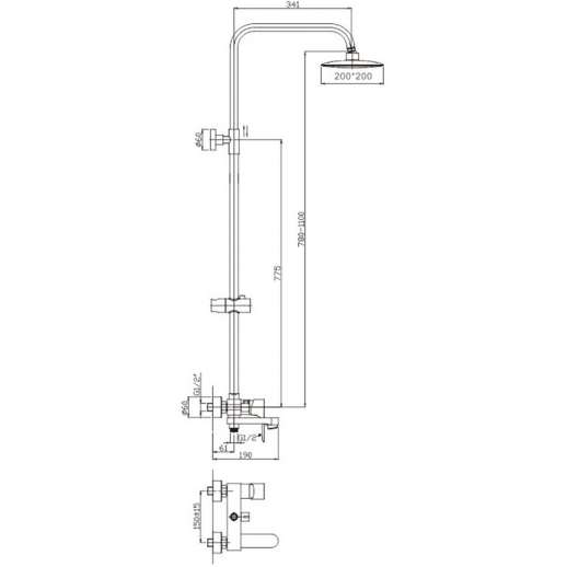 Душевая система Haiba HB2401 (латунь пластик) хром
