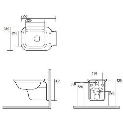Kerasan Waldorf 411501bi унитаз подвесной, 37 см х 55 см