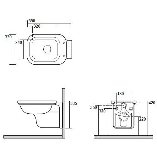 Kerasan Waldorf 411501bi унитаз подвесной, 37 см х 55 см