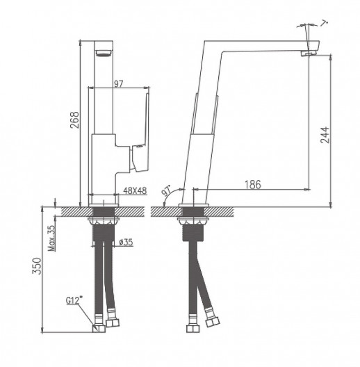 Смеситель для кухни Haiba HB70191 (латунь) хром