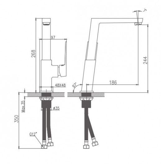 Смеситель для кухни Haiba HB70191 (латунь) хром