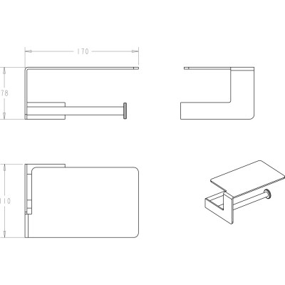 Держатель туалетной бумаги Boheme Q 10941-NB с полкой для телефона, Nikel Brush (никель брашированный)