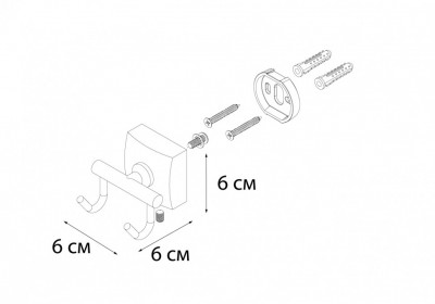 Крючок FIXSEN Kvadro двойной (FX-61305B), цвет хром