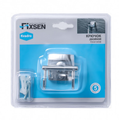 Крючок FIXSEN Kvadro двойной (FX-61305B), цвет хром