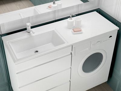 Раковина Style Line Estetus Даллас 130 L СС-00002391 на стиральную машину белая прямоугольная