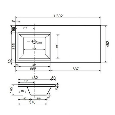 Раковина Style Line Estetus Даллас 130 L СС-00002391 на стиральную машину белая прямоугольная
