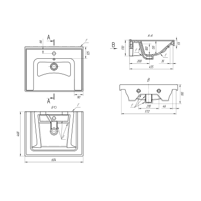 Мебельный умывальник Dreja ГРЕЙС 60 см, белая керамика