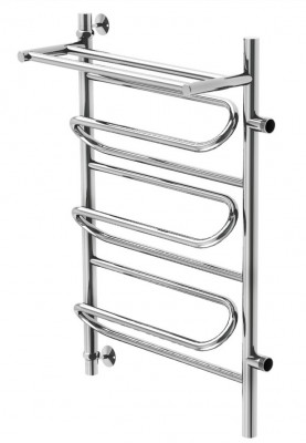 Водяной полотенцесушитель Акванерж Зиг-заг с полкой 400х500 (боковое подключение), хром