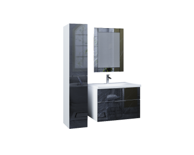 Зеркало подвесное для ванной Marka One Glass 60х80 Black stone (У73246)