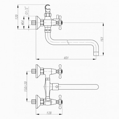 KorDi White Calcium  KD 1012L-F04 White/chrome смеситель для ванны и душа, белый глянцевый
