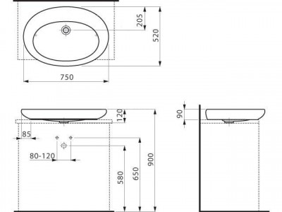 Laufen Alessi One 8.1897.2.400.104.1 раковина накладная, белая