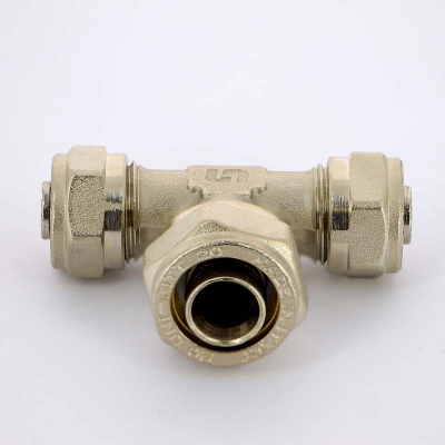 Тройник обжим никелированный UNI-FITT 16х20х16 (666N6760)