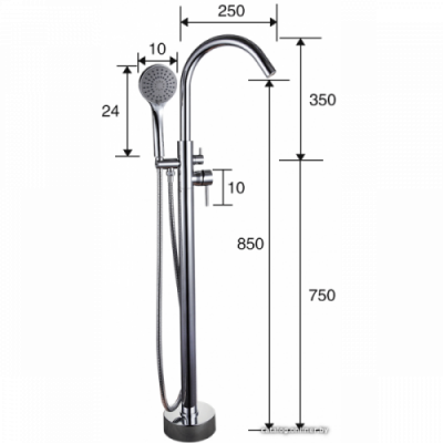 Напольный смеситель для ванны Gappo однорычажный хром (G3098)