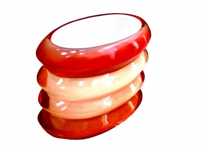 Стакан для зубной пасты Primanova овальный, красно-белый, MILI, 12х7х9 см полимер D-19023