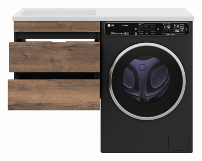Тумба под раковину подвесная Misty Коломбо 560x470x510 темное дерево, серый (П-Кол06060-011П2Я)