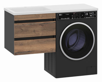 Тумба под раковину подвесная Misty Коломбо 560x470x510 темное дерево, серый (П-Кол06060-011П2Я)