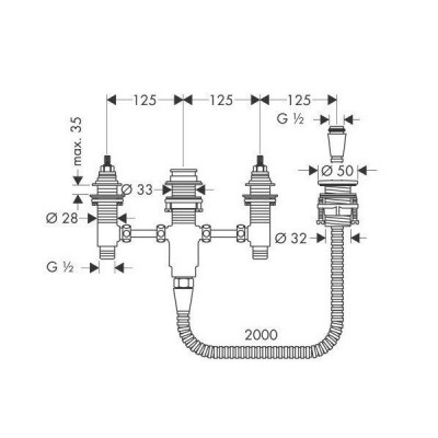 Hansgrohe 13244180 скрытая часть смесителя для ванны (4 отверстия)
