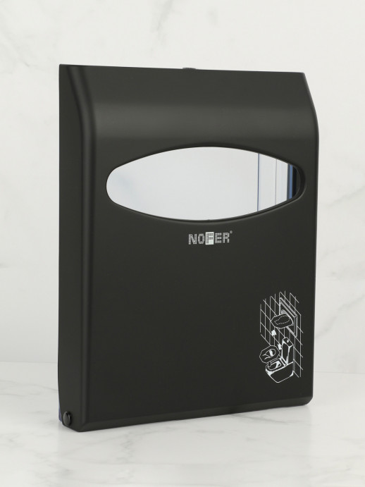 Диспенсер гигиенических покрытий для унитаза NOFER Black 04028.N, пластик/черный