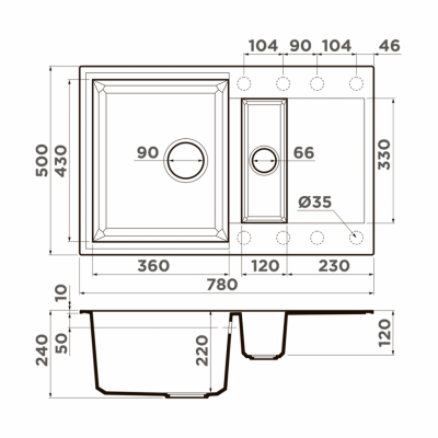 Мойка OMOIKIRI SAKAIME 78-2-WH Tetogranit белый прямоугольная 780x500 (4993128)