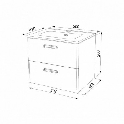 Тумба с раковиной IDDIS Brick 60 подвесная белая (BRI60W0i95K), дизайн современный