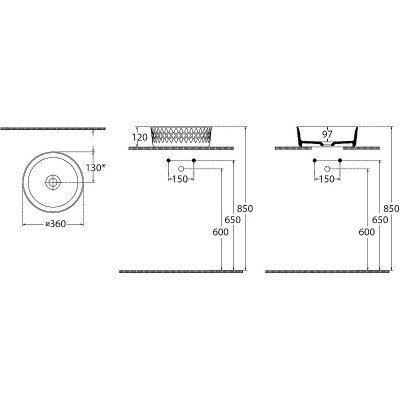 Раковина-чаша Allen Brau Fantasy Romb 36 4.11033.31 черная матовая круглая