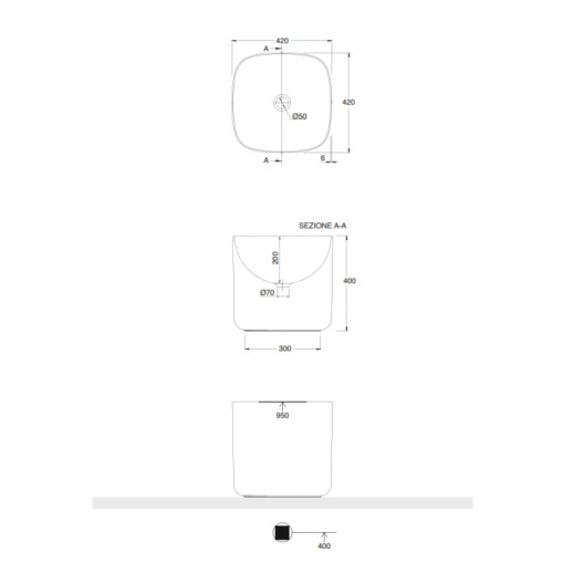 Раковина накладная Scarabeo Moon 550354 42х42x40 см, розовая матовая