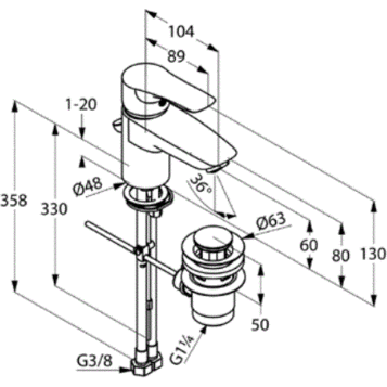 Смеситель для раковины KLUDI Tercio хром 384810575