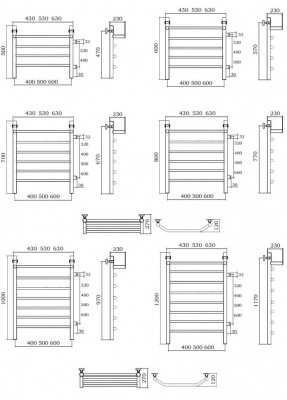 Водяной полотенцесушитель Акванерж Трапеция с полкой 400х500 (боковое подключение), хром