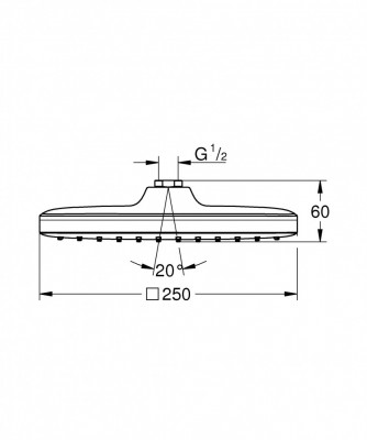 Верхний душ GROHE Tempesta 250 CUBE, квадратный, хром (26681000)