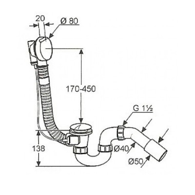 Kludi ROTEXA 2130005N-00 слив-перелив, хром