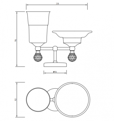 MIGLIORE Amerida SWAROVSKI 16609 стакан и мыльница настольные, золото
