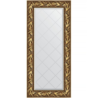 Зеркало настенное Evoform ExclusiveG 128х59 BY 4070 с гравировкой в багетной раме Византия золото 99 мм
