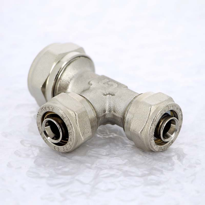 Тройник обжим никелированный UNI-FITT 20х16х16 (666N7660)