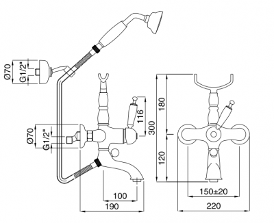 MIGLIORE Oxford 19164 смеситель для ванны, золото