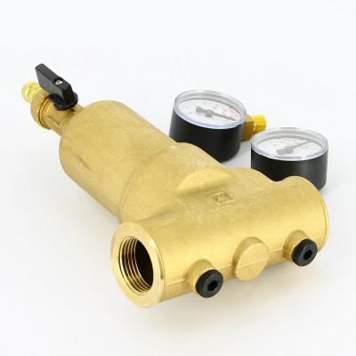 Фильтр промывной Uni-Fitt ВВ 1" со сливным шаровым краном и 2 манометрами, 300 мкм (216G4030)