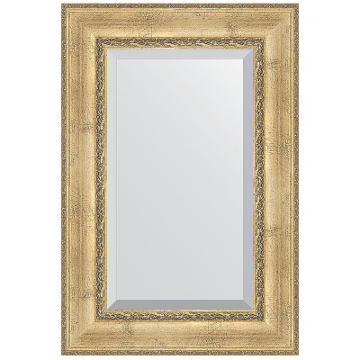 Зеркало настенное Evoform Exclusive 92х62 BY 3428 с фацетом в багетной раме Состаренное серебро с орнаментом 120 мм
