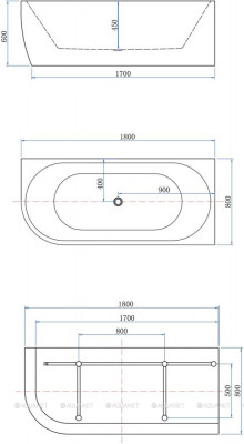 Акриловая ванна Aquanet Family Elegant B 180x80 3806N Matt Finish отдельностоящая асимметричная (00260055)
