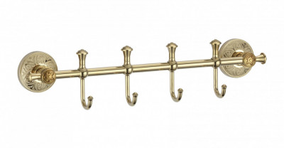 Планка с крючками для ванной (4 крючка) S-005874B Savol латунь золото