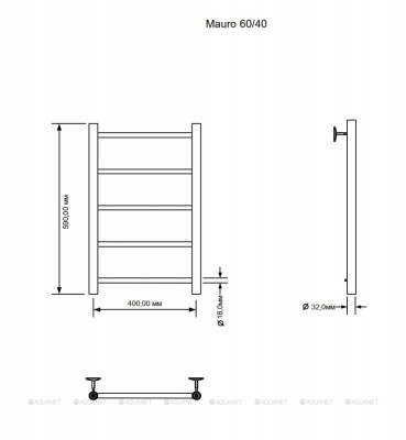 Полотенцесушитель электрический Aquanet Mauro 60х40 Тэн справа лесенка хром (00282001)