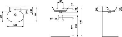 Раковина подвесная Laufen The New Classic 50 8.1685.2.000.104.1 белая овальная